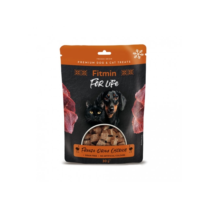 Fitmin Dog & Cat For Life Mrazom sušený pštros 30 g